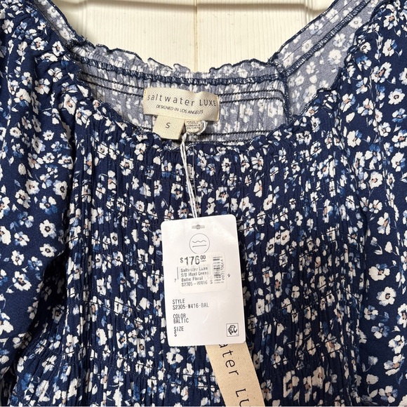 NWT Saltwater Luxe Blue & White Baltic Floral Tiered Skirt Maxi Dress Size Small - Picture 6 of 10